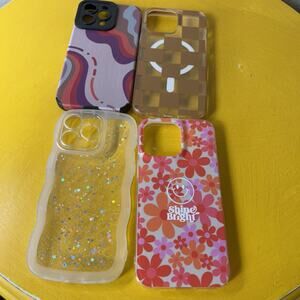 iPhone 15 Pro MagSafe Cases Lot Of 4 Feminine Girly Cases Floral glitter Wavy